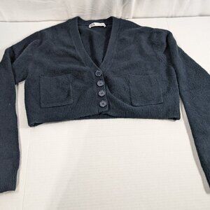 Zara Cardigan Pocket Cropped Sweater size Medium Wool blend